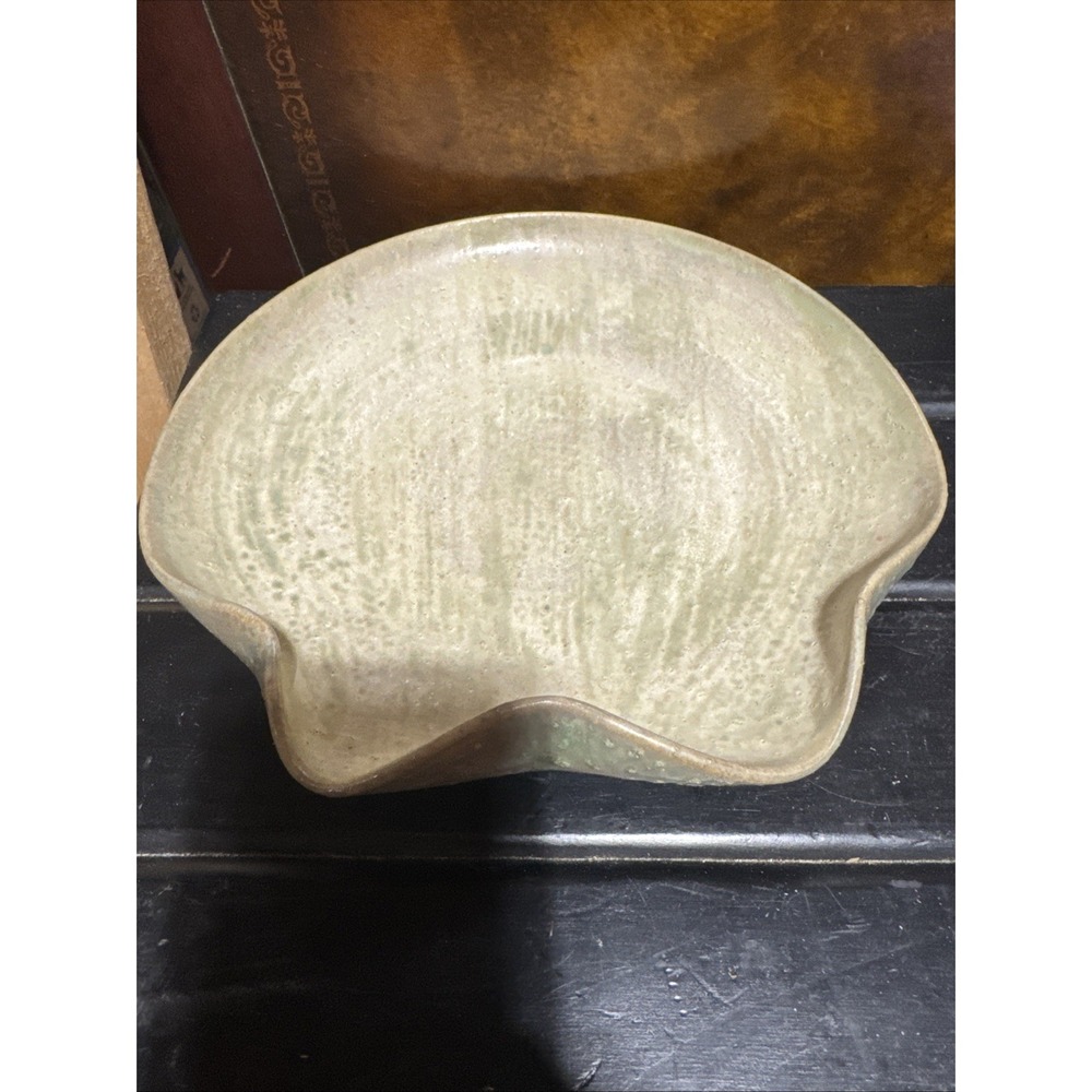 Vintage OOAK RARE Sherry Mike Gallery Pottery Shell Plate MCM Signed
